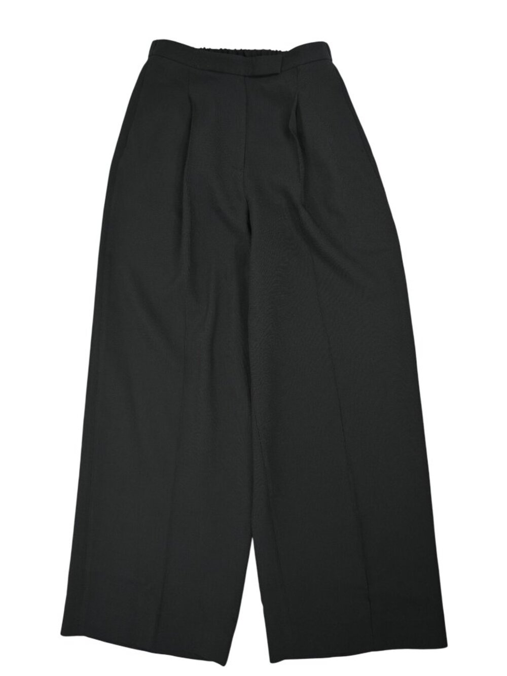 Lilysilk Silk-Wool Pleated Wide-Leg Trousers in Black